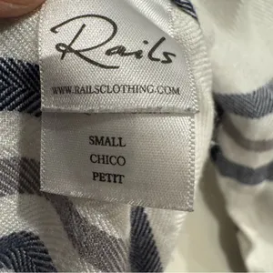 Rails Women’s White Navy Plaid Rayon Button Up Blouse size Small‎ preppy thumbnail 5
