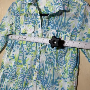 Lilly Pulitzer Lighthouse Print Tunic Top XS Blue Green Coastal Beach‎ thumbnail 5