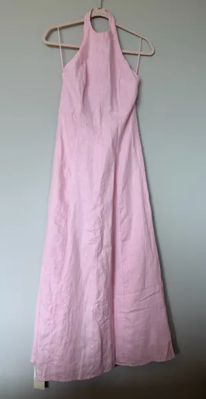 High-Neck Linen Dress Abercrombie thumbnail 1