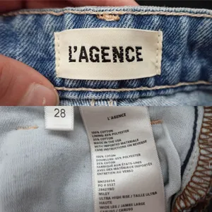 L'Agence Light Wash Miley Ultra High Rise Wide Leg Cuffed Jeans Size 28 (US 6) thumbnail 3