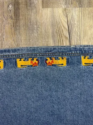 WWF Womens Rare Vintage Denim Overall Dress India Cat Embroidery Plus Size 1x thumbnail 7