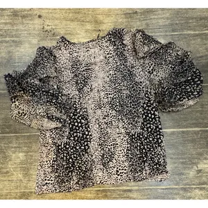 Anthropologie Maeve Womens Animal Print Jacquin Blouse Size Large Stretch thumbnail 3