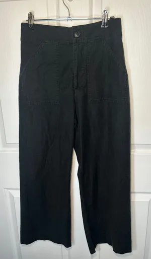Maeve Anthropologie Black Crop Utility‎ Kick Flare Pants Size 6 High Rise thumbnail 1