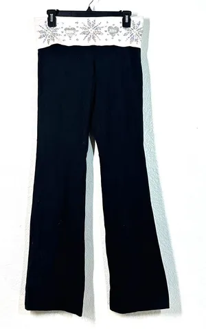 M Pants Victoria's Secret PINK Fold over Yoga Flare Bootcut Sequins Vintage Y2K thumbnail 1
