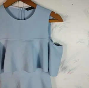 Zara Woman Blue Short Sleeve mini Dress thumbnail 4