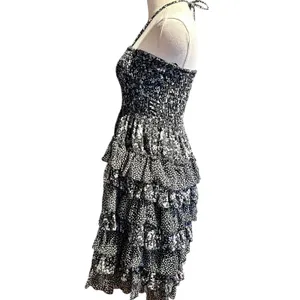 CZ Cover Up Smocked Layered Ruffle Dress Med Boho Chic Fairy Cottage Whimsey thumbnail 5