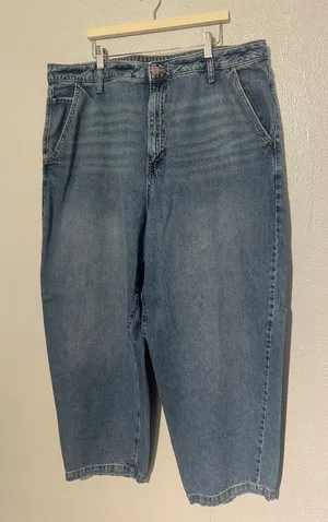 Wild Fable Baggy Skater Jeans Cinch Back Barrel Leg Denim Light Wash Size 16R thumbnail 1