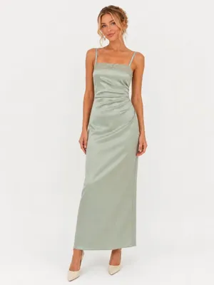 Reformation Vesper Satin Midi Dress Salvia Sage Green Cocktail Party Size 12 thumbnail 3