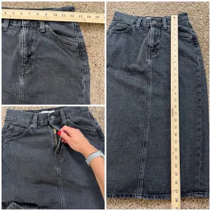 Levi’s Black Denim Midi Skirt Women Size 25 High Rise Back Slit Y2K Minimalist thumbnail 7