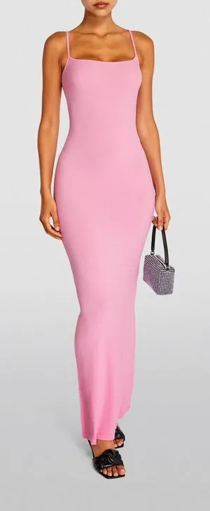 Skims Soft Lounge Long Slip Dress in Cotton Candy Pink size XL - RARE! NWT thumbnail 1