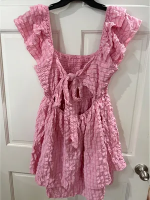 Simply Southern Pink Ruffle Sleeve Tie Back Dress XL thumbnail 6