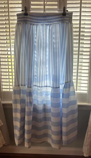 Blue and white striped skirt thumbnail 1
