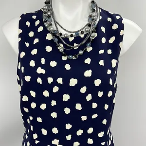 Julie Brown navy blue white spots sleeveless dress thumbnail 2