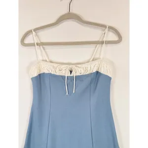 Reformation Mini Dress Blue Sadie Knit Cami Two Tone Organic Cotton Stretch XS thumbnail 6