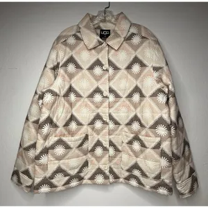 UGG Sun Shirt Jacket ButtonUp‎ Unisex Medium Pink Tan Cozy Chunky Oversized New thumbnail 1