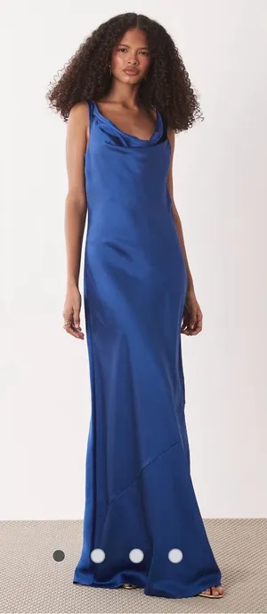 ASOS JDY cowl neck satin maxi dress in navy thumbnail 1