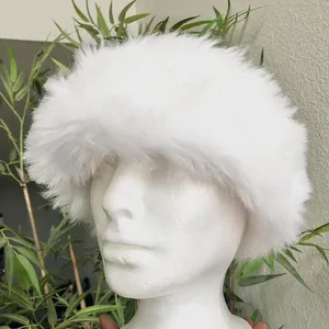 White faux fur beanie snow winter fall hat eskimo, ice princess vibes thumbnail 2
