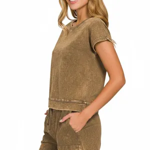 Zenana Premium Cotton‎ Washed Sleeveless Top & Shorts Set thumbnail 2