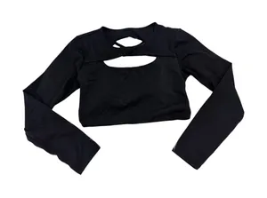 AOXJOX Long Sleeve Back Cutout Crop Athletic Yoga Top L NWOT thumbnail 1