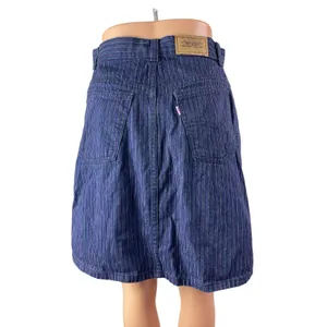 Vintage Levi's Women's Blue Striped High Rise Mini Straight A-Line Denim Skirt M thumbnail 4