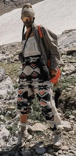 Free People Movement Printed Hit The Slopes Salopette Black Fairisle Combo Sz XS thumbnail 1