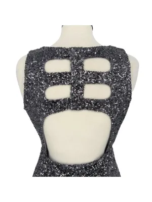 The Vintage Shop Cutout Silver Sequin Sleeveless Party Mini Dress Size Large thumbnail 9