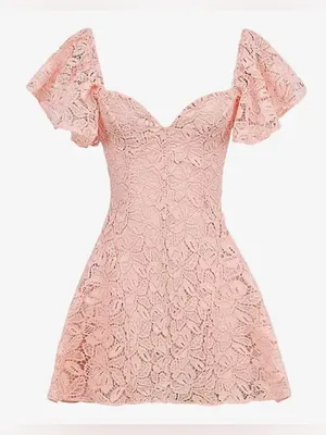 NEW House of cb VERITY Perfectly Pink Floral Lace Mini Dress sz XS thumbnail 3