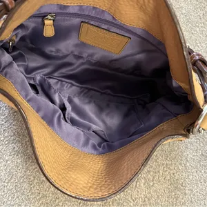Y2K Vintage Coach Chelsea Pebble Leather Tan Turnlock Shoulder Bag 8A38 thumbnail 4