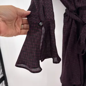 NEW NWT Joie Marcel Blackberry Houndstooth Tiered‎ Long Sleeve Wrap Dress Small thumbnail 6