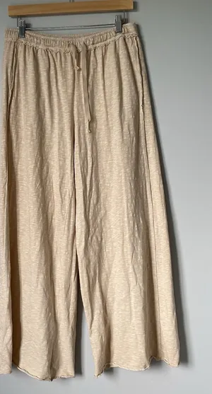 Aerie Wide Leg Relaxed Fit Lounge Sweatpants High-Waist Tan Beige Womens Medium thumbnail 1
