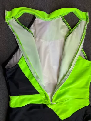 Black & Neon Green Colorblock One-Piece Swimsuit Size L thumbnail 4