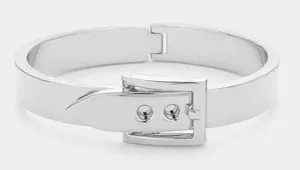 Metal Belt Buckle Hinged Bangle Bracelet thumbnail 1