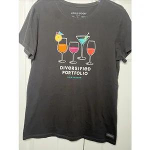 Life is Good Crusher Tee Womens Size L Gray Diversified Portfolio Cotton Graphic thumbnail 2