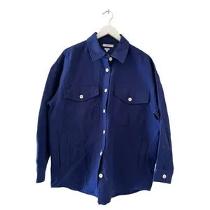 Madewell Super Oversized Shirt Jacket Passport Blue Shacket SZ L #2307 thumbnail 4