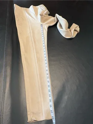 Zara Faux Suede High-Waist Leggings in Light Beige with Zip bottoms size Medium thumbnail 13
