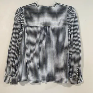 Madewell Striped Henley Top Women’s Medium Blue White Long Sleeve Cotton Shirt thumbnail 2