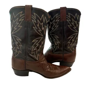 Justin Boots Lizard Western Boots Womens 8B Brown Leather Pointed Toe Cowgirl Festival thumbnail 8