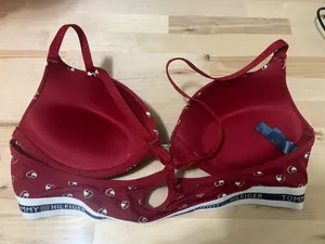 Tommy Hilfiger Red Hearts Front Open Push-Up Bra 36B thumbnail 3