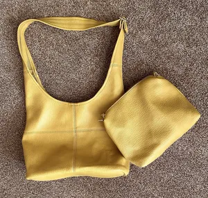 Montana West Mustard Yellow Leather Slouchy Hobo Bag Purse + Sm Bag Boho Western thumbnail 1