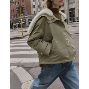 Zara Short Parka Jacket Faux Fur Hooded Military Urban‎ Utilitarian Gorpcore thumbnail 10