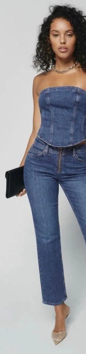 Reformation Julianna Zip Mid Rise Straight Leg Jeans thumbnail 1