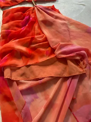 Hello Molly Golden Hour Drinks Midi Dress Orange Size 2 XS Cutout Chain Back thumbnail 11