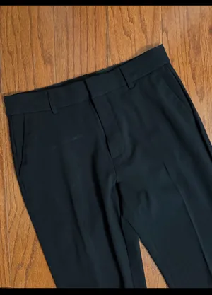Nine West Black High waste/ wide leg pants - Size 8. Great pair of pants. Pockets on front & back. Gently warn & excellent condition. Mark on top is the iron over pockets, will wash out. Measurements approximately 16” waste x 11” rise x 39”. priced to sell at as is condition. None smoking home. Don’t like my price, make reasonable offer! thumbnail 3