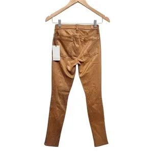 7 For All Mankind Skinny Pants Cognac Brown Crackle Metallic Size 24 NEW thumbnail 3