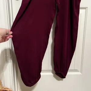 Earthbound Jumpsuit Small Burgundy Red jogger Leg Faux Wrap Sleeveless Gauze thumbnail 5