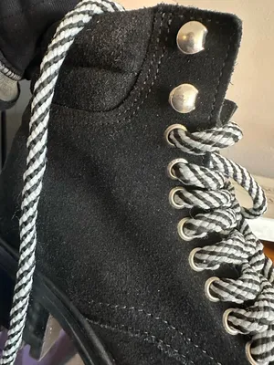 Black Suede Lace-Up Combat Boots with Two-Tone Laces Genny Steve Madden thumbnail 6