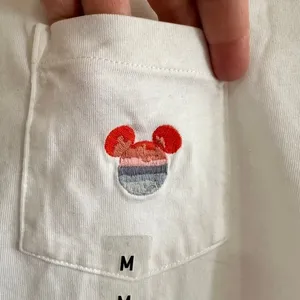Uniqlo UT Disney Mickey Mouse Pocket T-Shirt White Women Medium NWT Embroidered‎ thumbnail 3