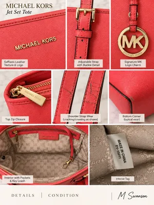 Michael Kors Jet Set Large Saffiano Leather Tote Coral thumbnail 5