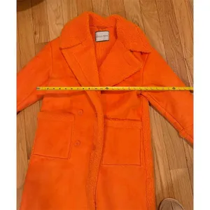 Azalea Wang Coat Womens Size S Orange Sherpa Lined Long Double Breasted thumbnail 4