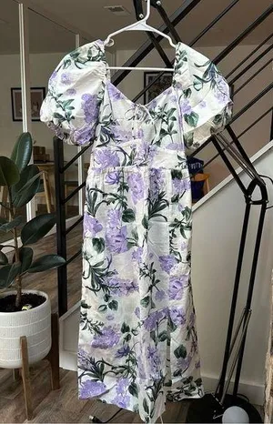 River Island floral midi dress in light purple size S (US 6) thumbnail 1